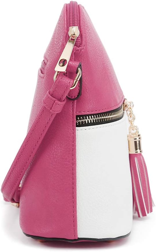 SG SUGU Lunar Lightweight Medium Dome Crossbody Bag Shoulder Bag with Tassel | Zipper Pocket | Adjustable Strap