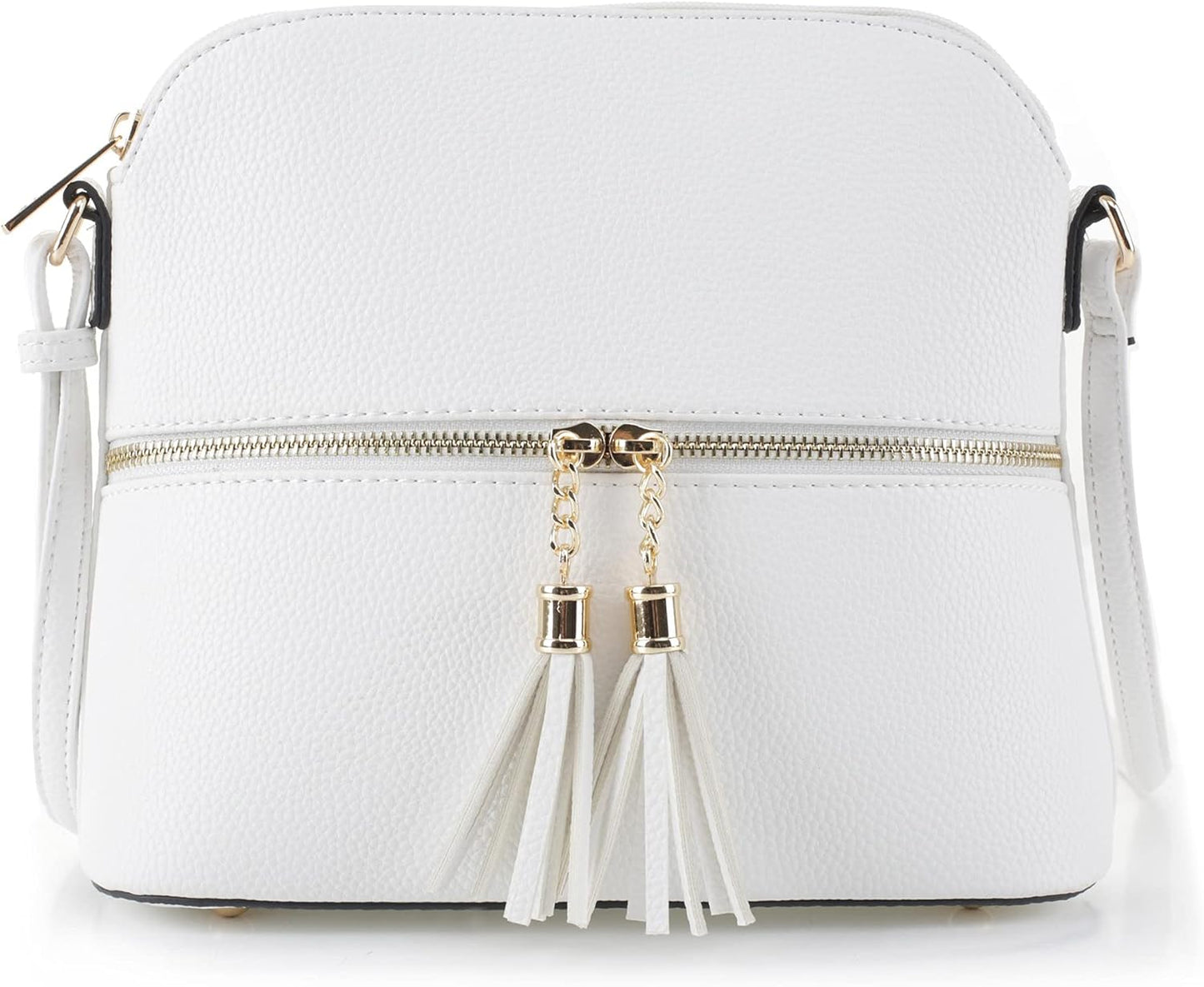 SG SUGU Lunar Lightweight Medium Dome Crossbody Bag Shoulder Bag with Tassel | Zipper Pocket | Adjustable Strap