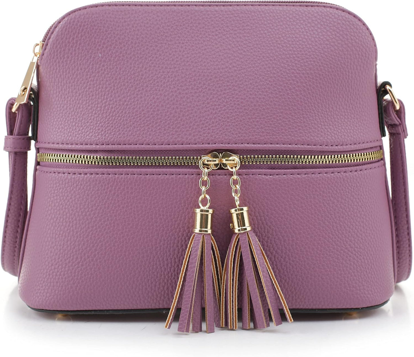 SG SUGU Lunar Lightweight Medium Dome Crossbody Bag Shoulder Bag with Tassel | Zipper Pocket | Adjustable Strap
