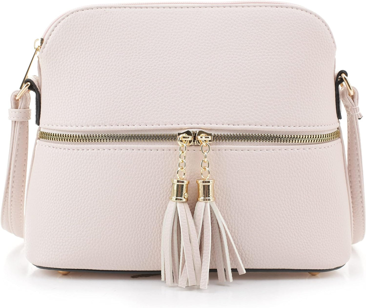 SG SUGU Lunar Lightweight Medium Dome Crossbody Bag Shoulder Bag with Tassel | Zipper Pocket | Adjustable Strap
