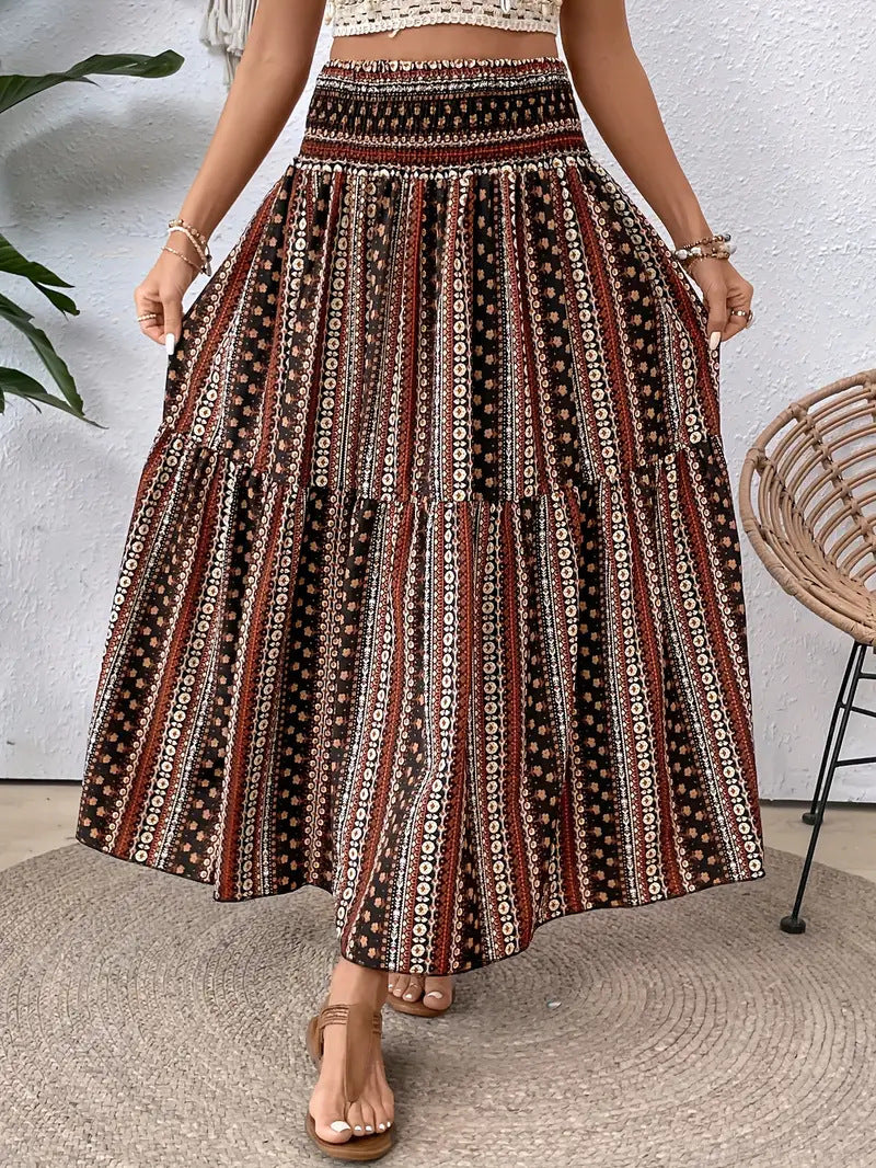 Summer Women's Comfort And Casual Beach Print Skirt