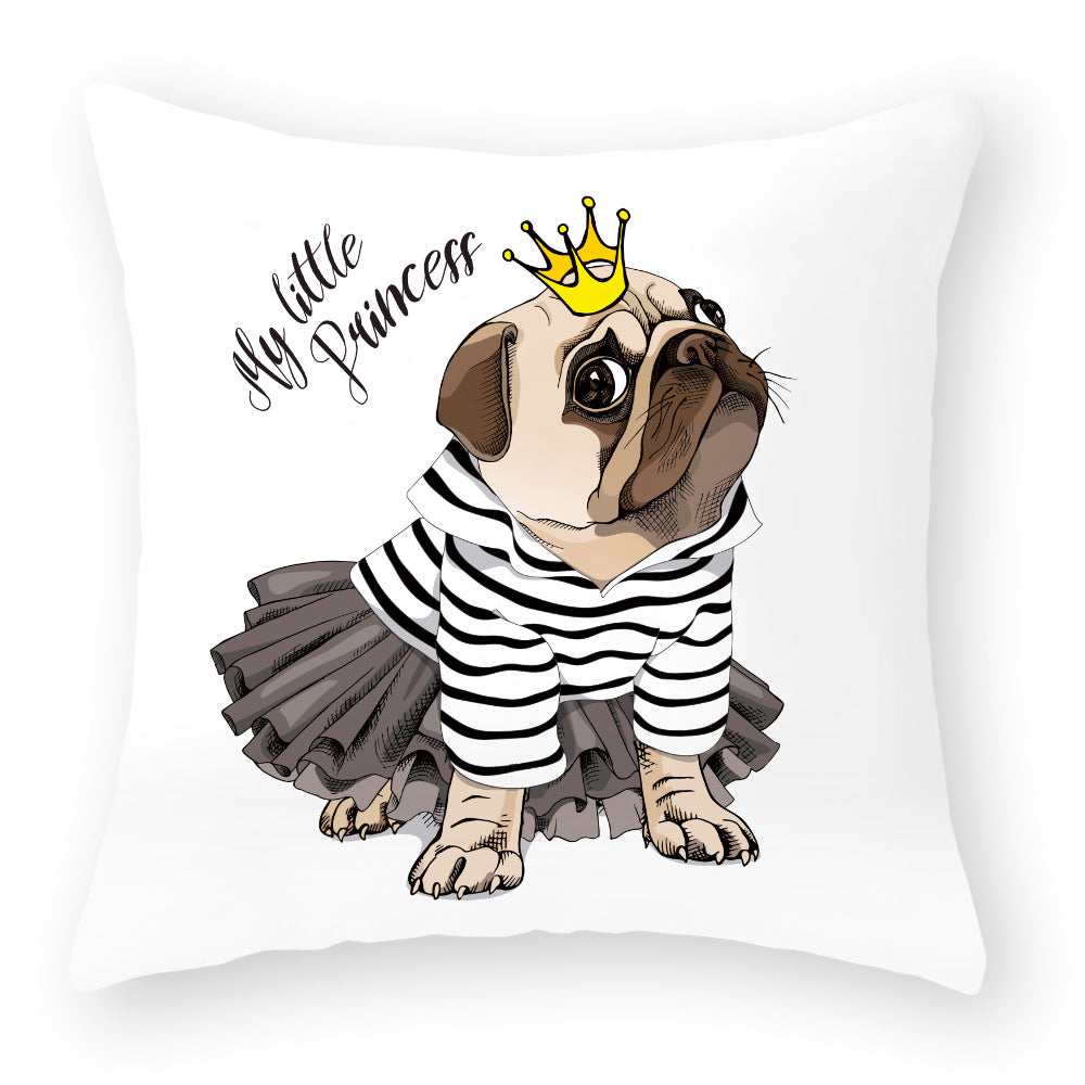 Cartoon Dog Pillow Cover Peach Skin