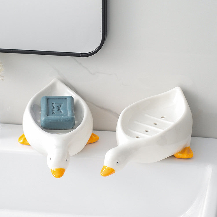 Cartoon Creative Cute Duck-shaped Ceramic Soap Box