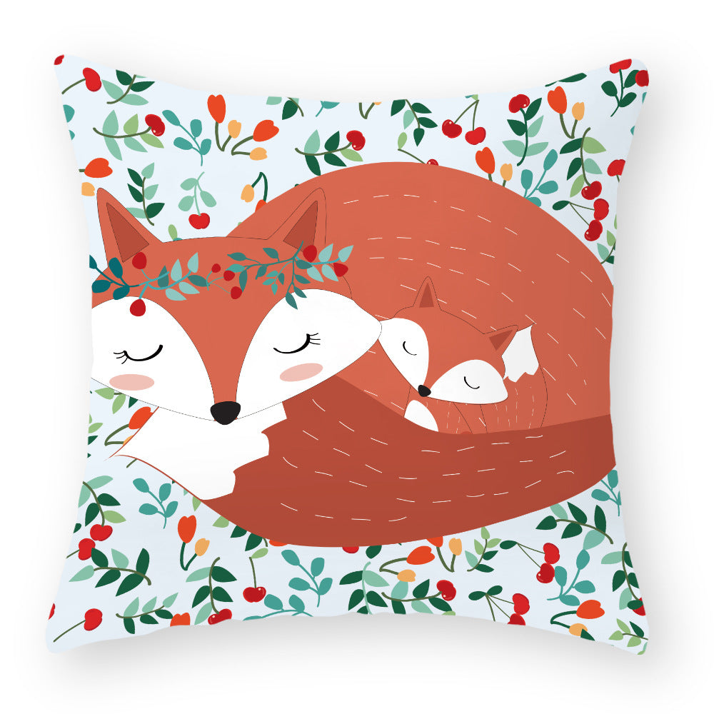 Cartoon Little Fox Jeanette Throw Pillowcase Light