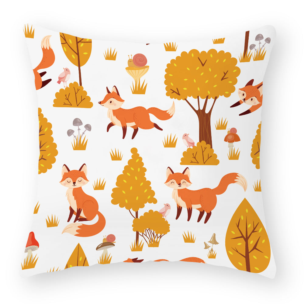 Cartoon Little Fox Jeanette Throw Pillowcase Light