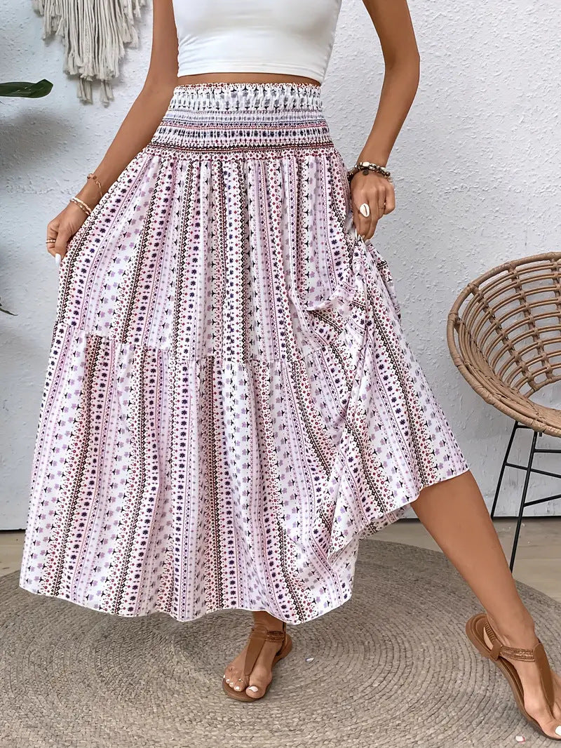 Summer Women's Comfort And Casual Beach Print Skirt