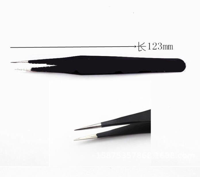 Stainless steel tweezers pointed elbow tweezers 10 Piece canvas bag tweezers Kit