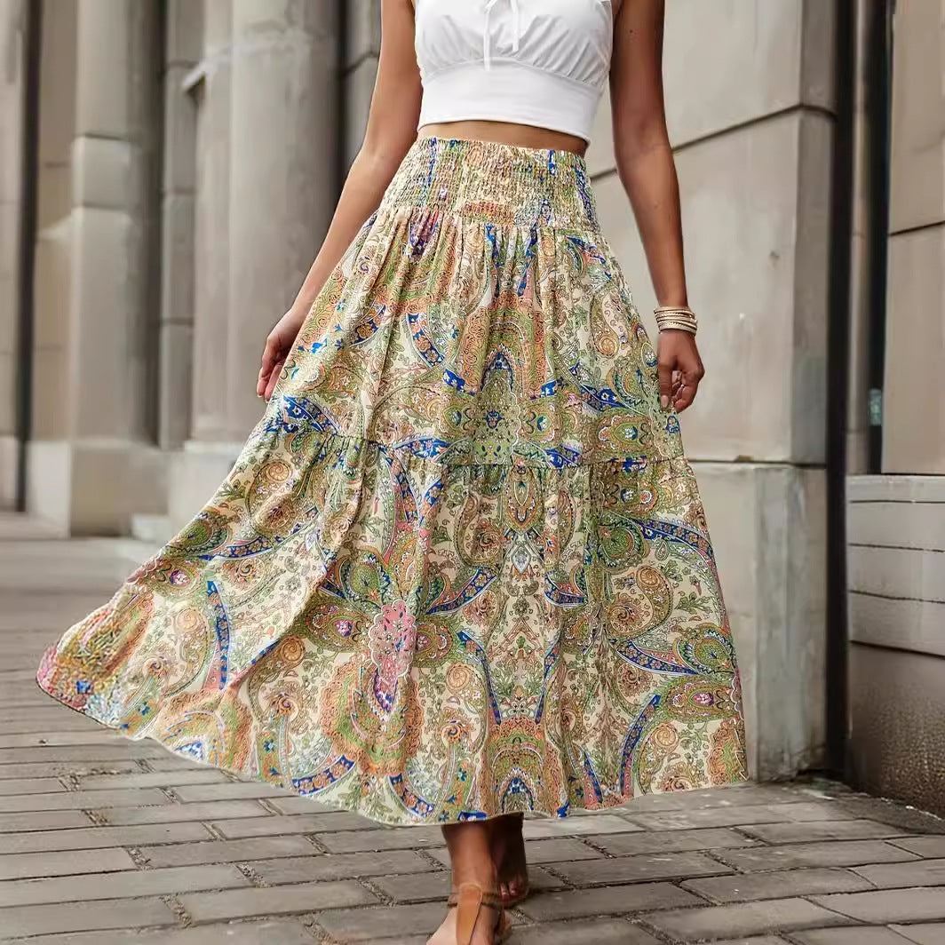 Summer Women's Comfort And Casual Beach Print Skirt