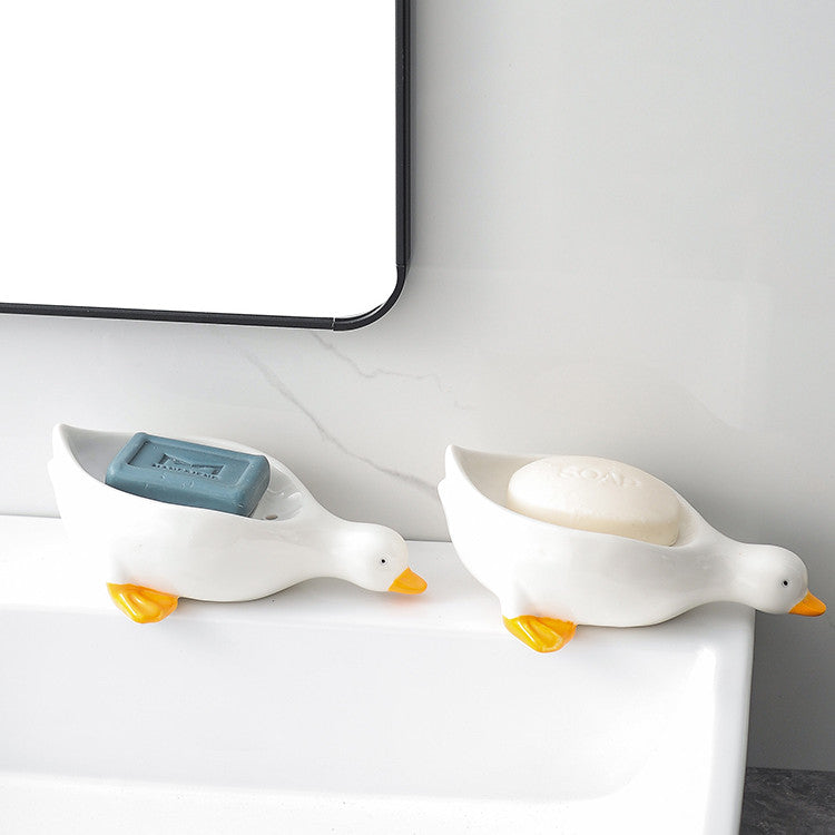 Cartoon Creative Cute Duck-shaped Ceramic Soap Box