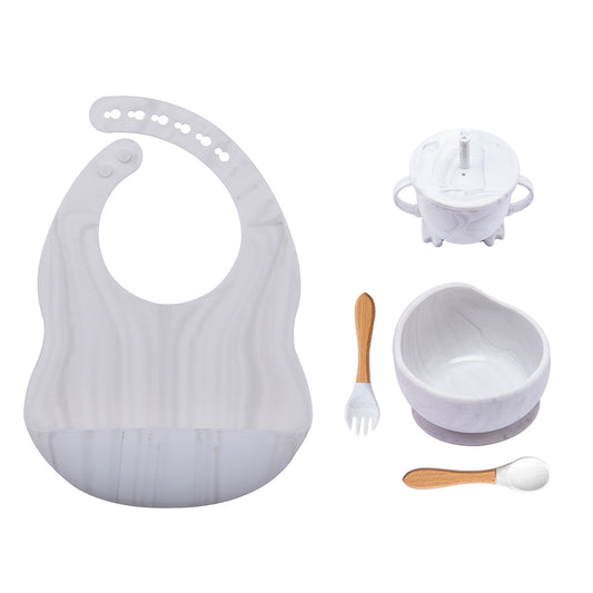 Baby Dinner Plate Children's Bowl Spoon Bib Set Suction Cup