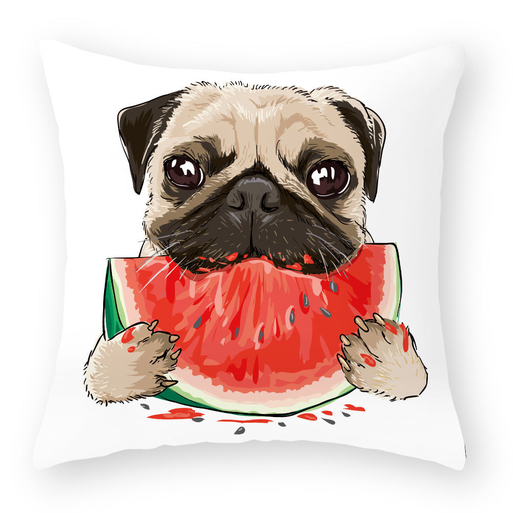 Cartoon Dog Pillow Cover Peach Skin