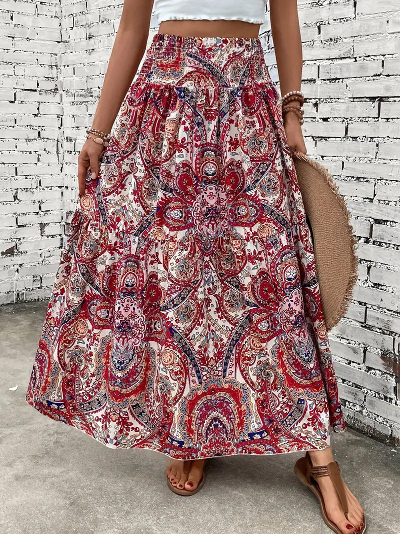 Summer Women's Comfort And Casual Beach Print Skirt