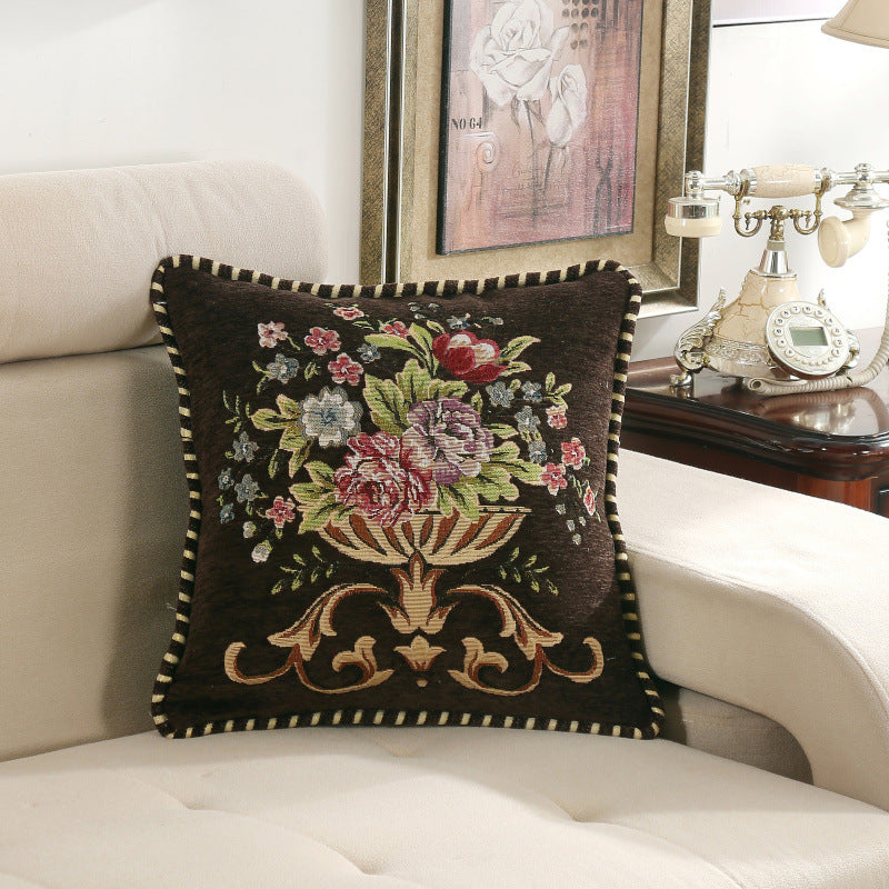 Light Luxury Flower Curled Chenille Pillow Home