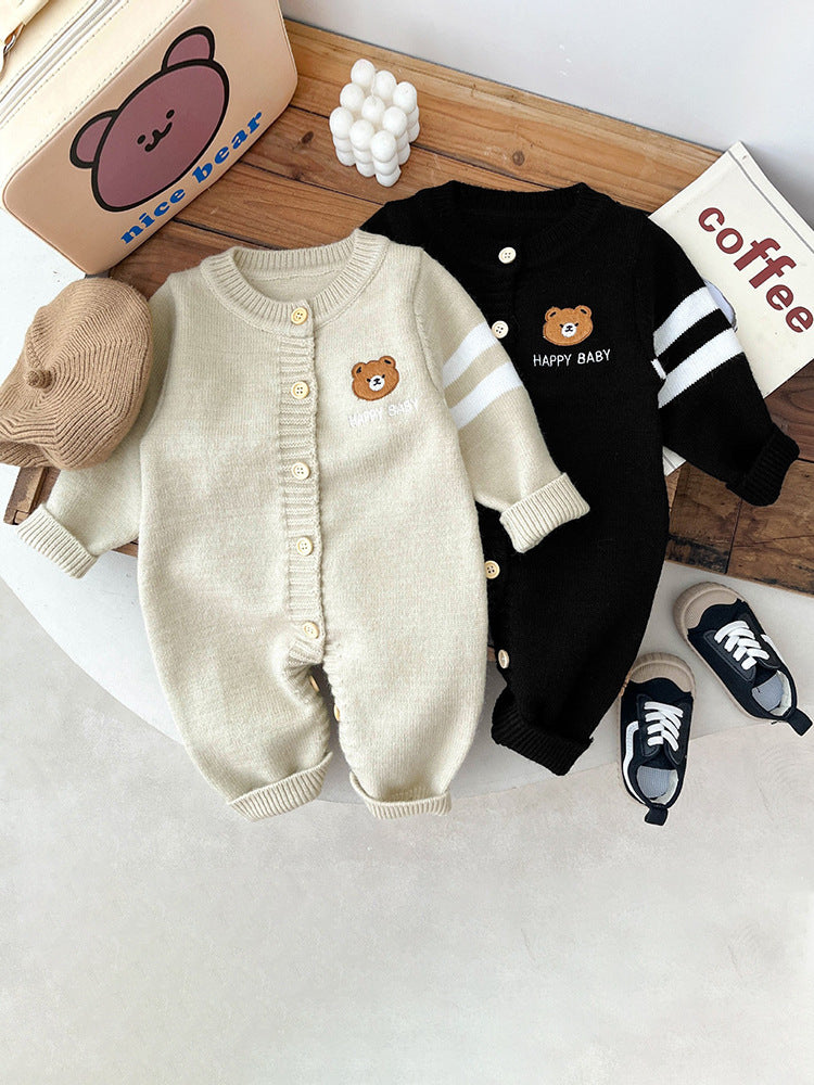 Spring And Autumn Bear Series Knitted Jumpsuit