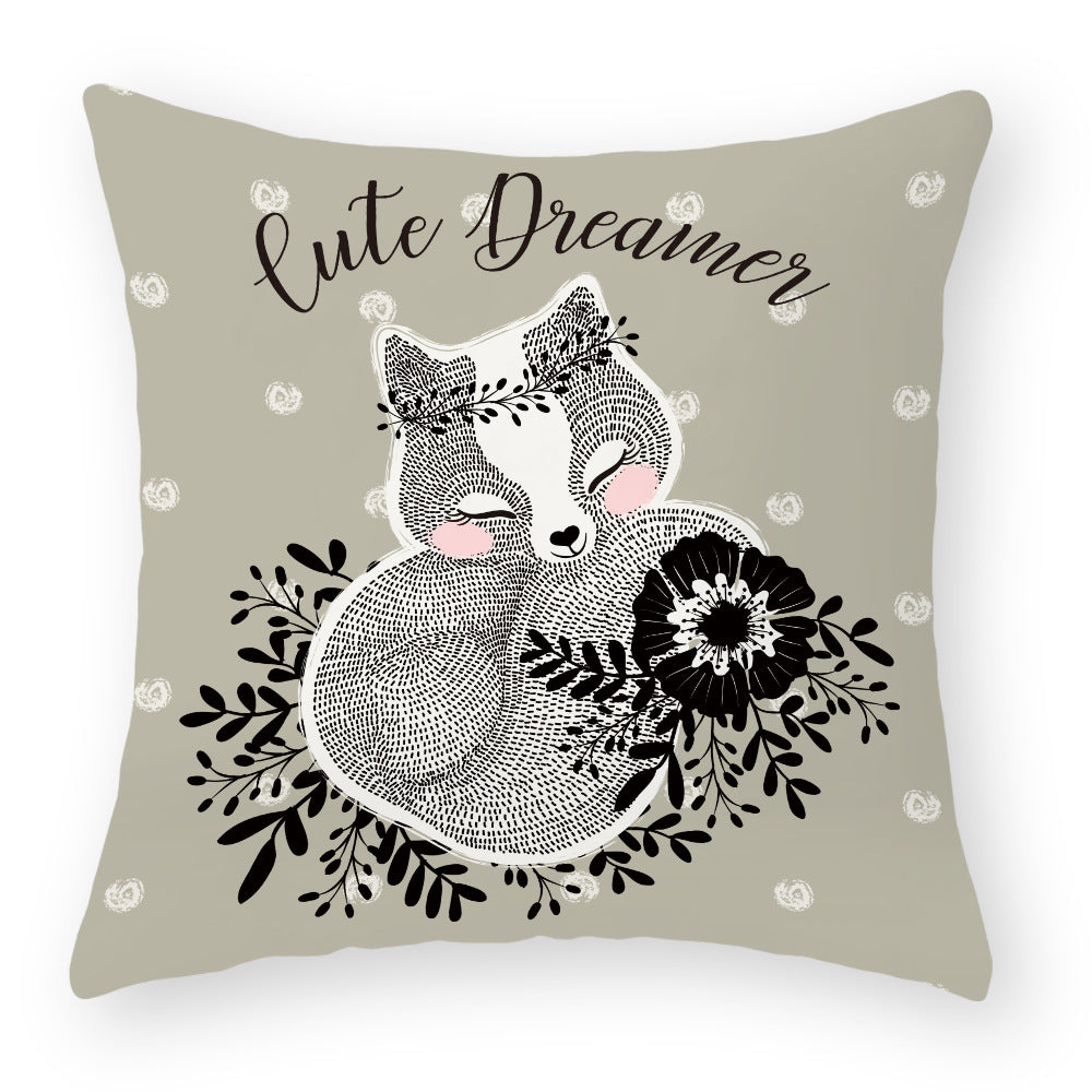 Cartoon Little Fox Jeanette Throw Pillowcase Light