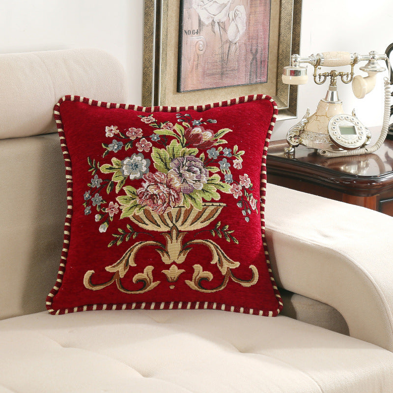 Light Luxury Flower Curled Chenille Pillow Home