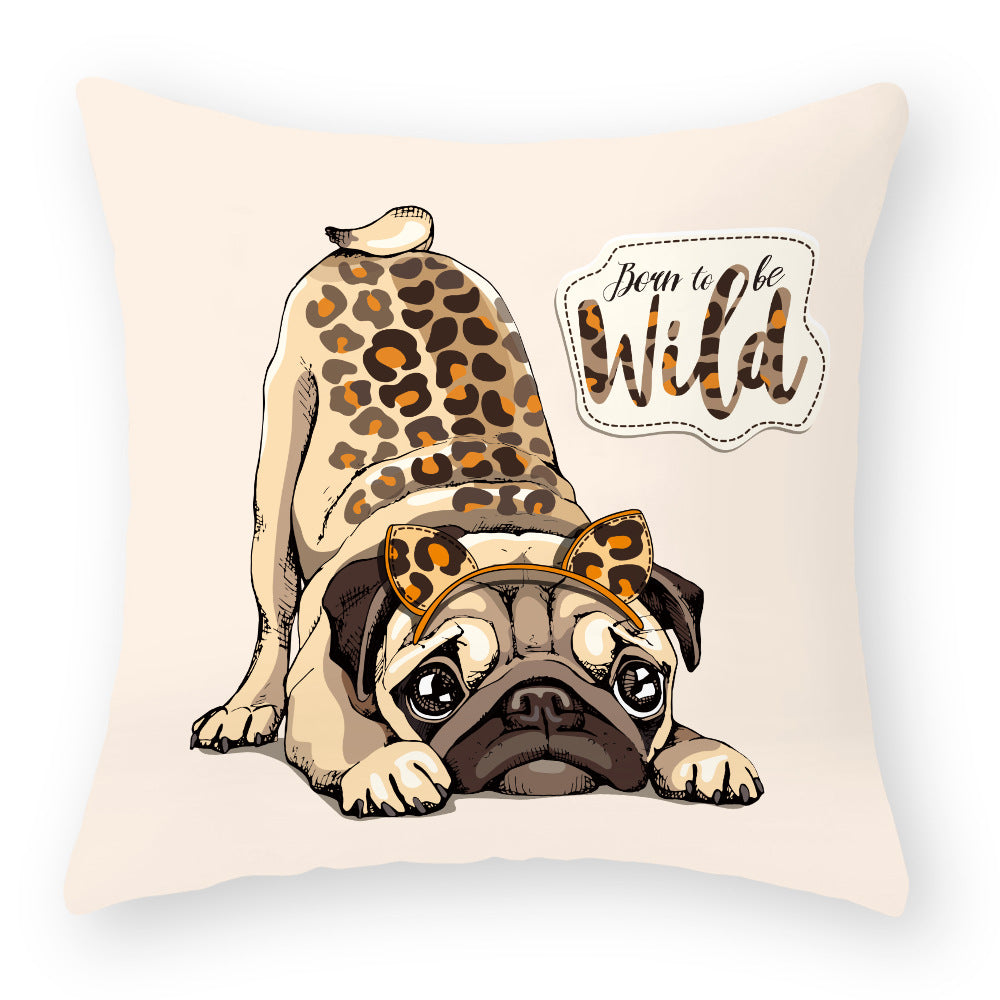 Cartoon Dog Pillow Cover Peach Skin