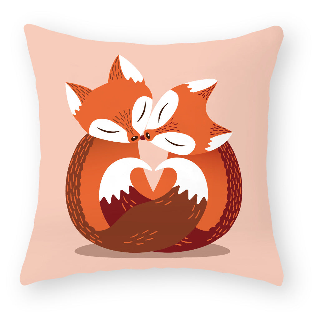 Cartoon Little Fox Jeanette Throw Pillowcase Light