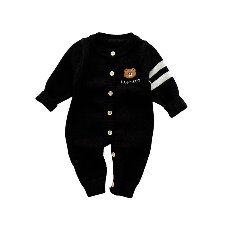 Spring And Autumn Bear Series Knitted Jumpsuit