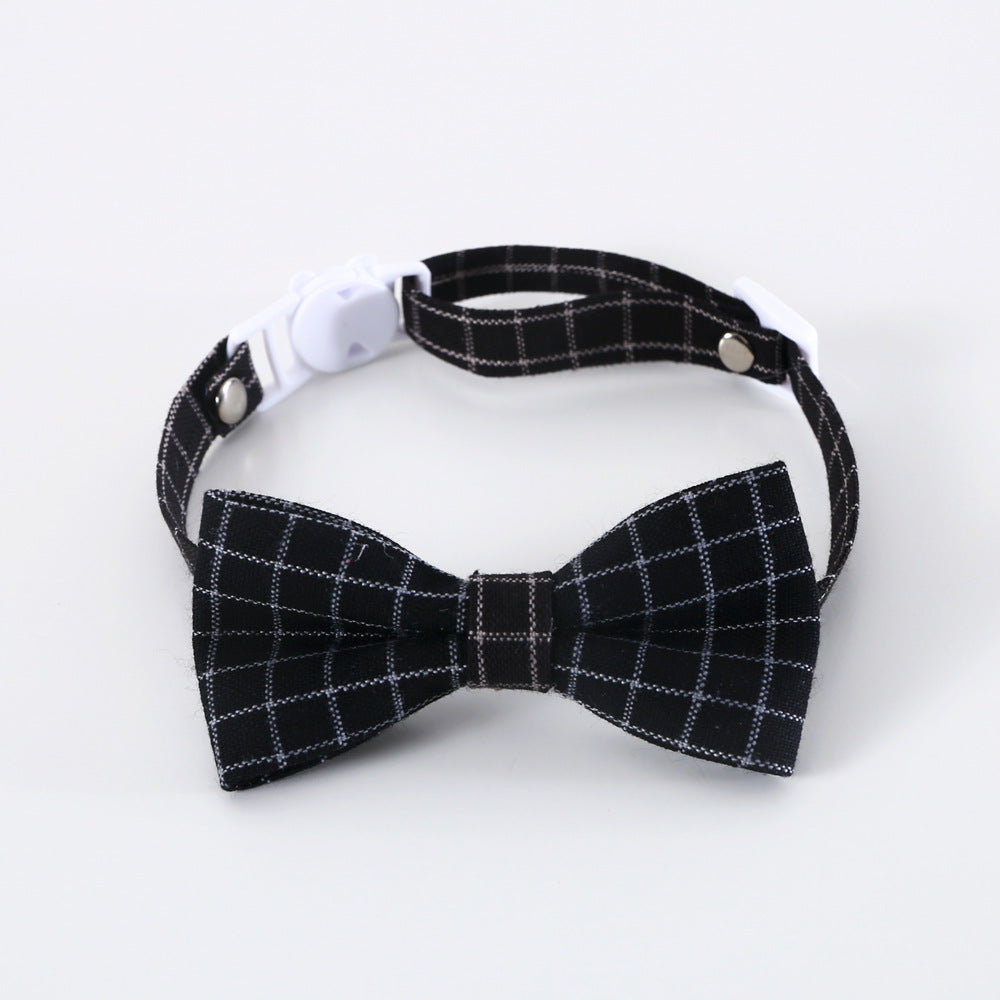 Pet British Style Plaid Bow Tie And Tie Adjustable Collar Accessories