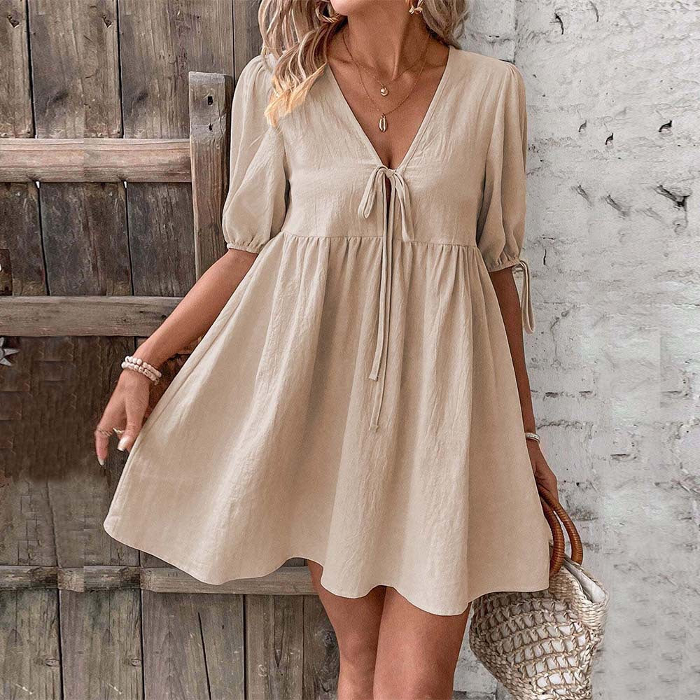 Women's Fashion Statement Lace Up A- Line Dress