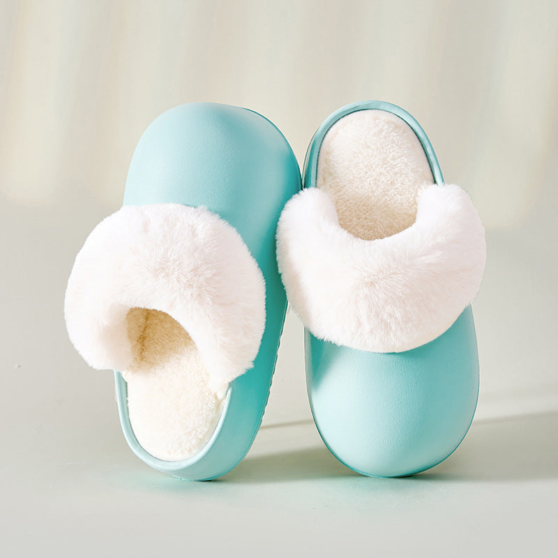 Removable Slippers Winter Waterproof Plush Shoes Household Thick Bottom Detachable Warm Fuzzy Home Slippers Bedroom House Shoes Women