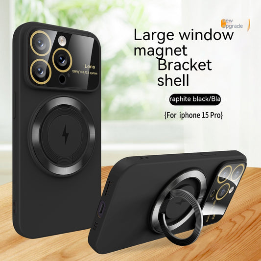 Large Window Magnetic Bracket Rotatable Ring Phone Case