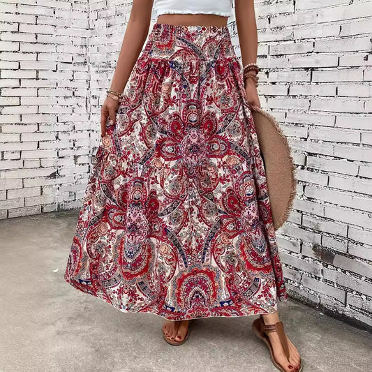 Summer Women's Comfort And Casual Beach Print Skirt