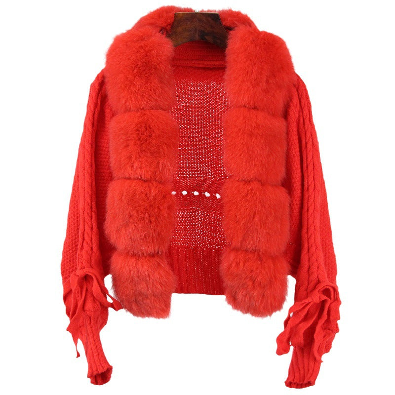 New Autumn Sweater Fox Fur Fur Cardigan Coat For Women