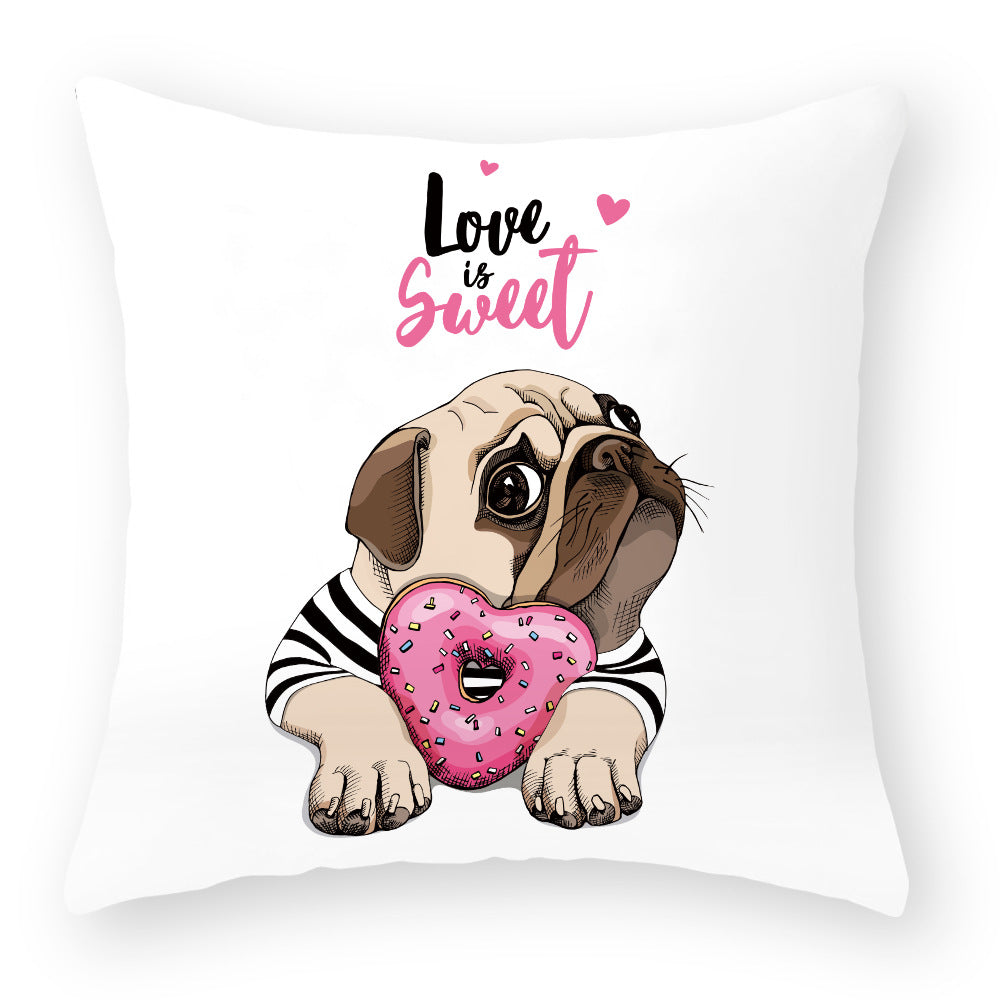 Cartoon Dog Pillow Cover Peach Skin