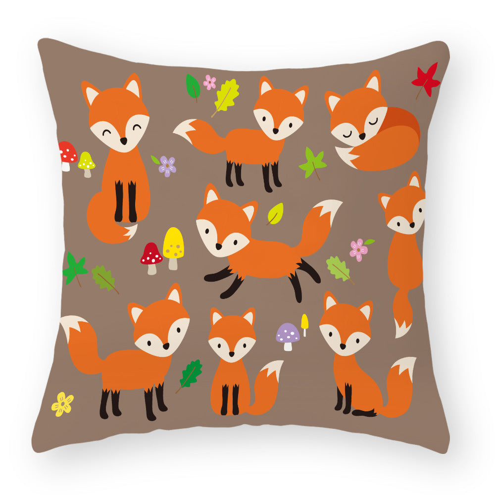 Cartoon Little Fox Jeanette Throw Pillowcase Light