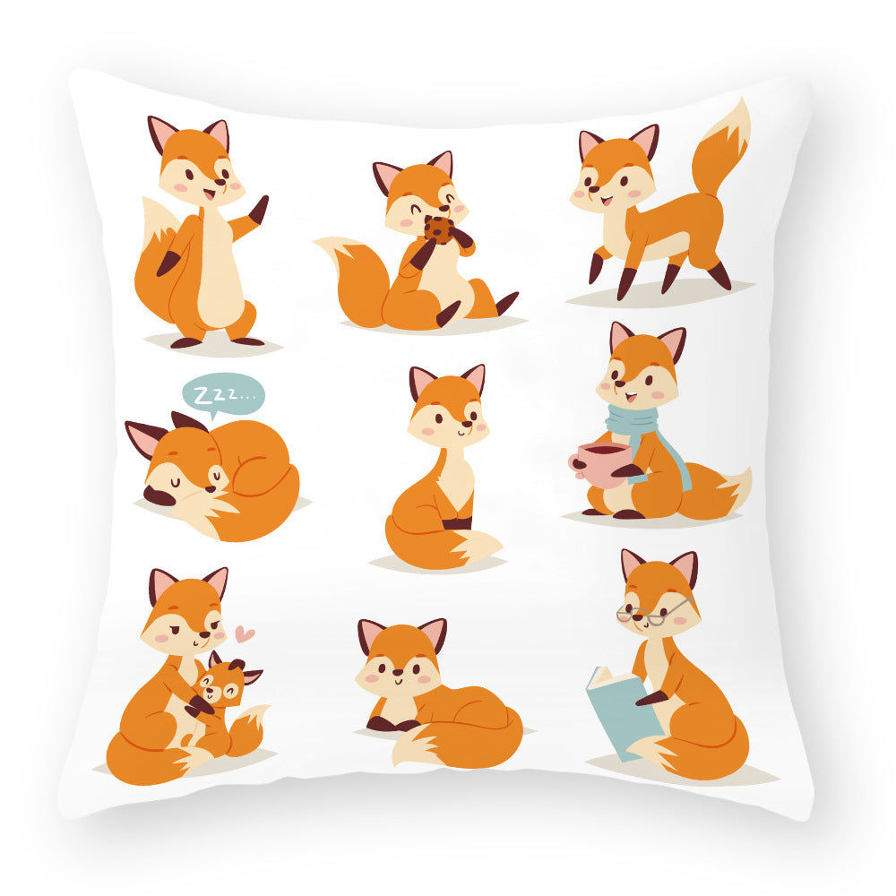 Cartoon Little Fox Jeanette Throw Pillowcase Light