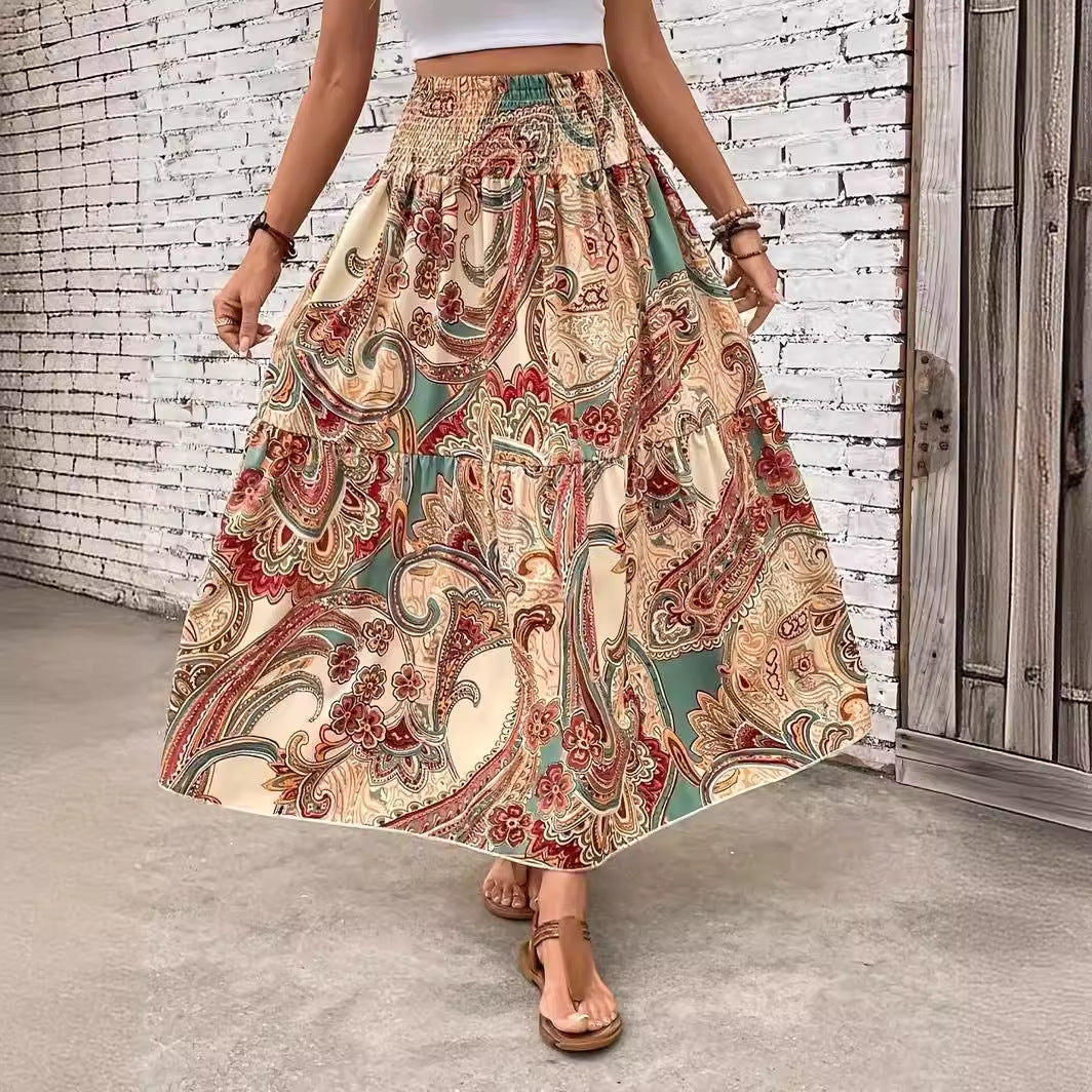 Summer Women's Comfort And Casual Beach Print Skirt