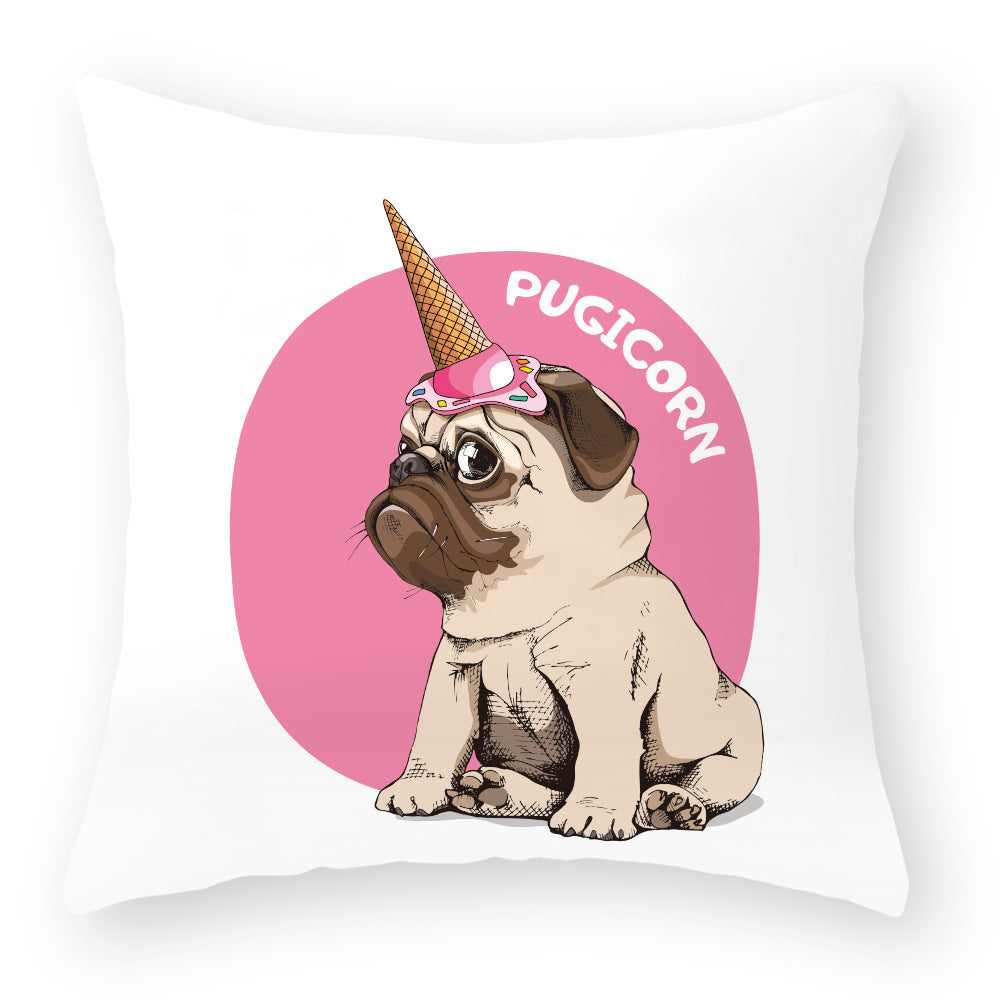 Cartoon Dog Pillow Cover Peach Skin