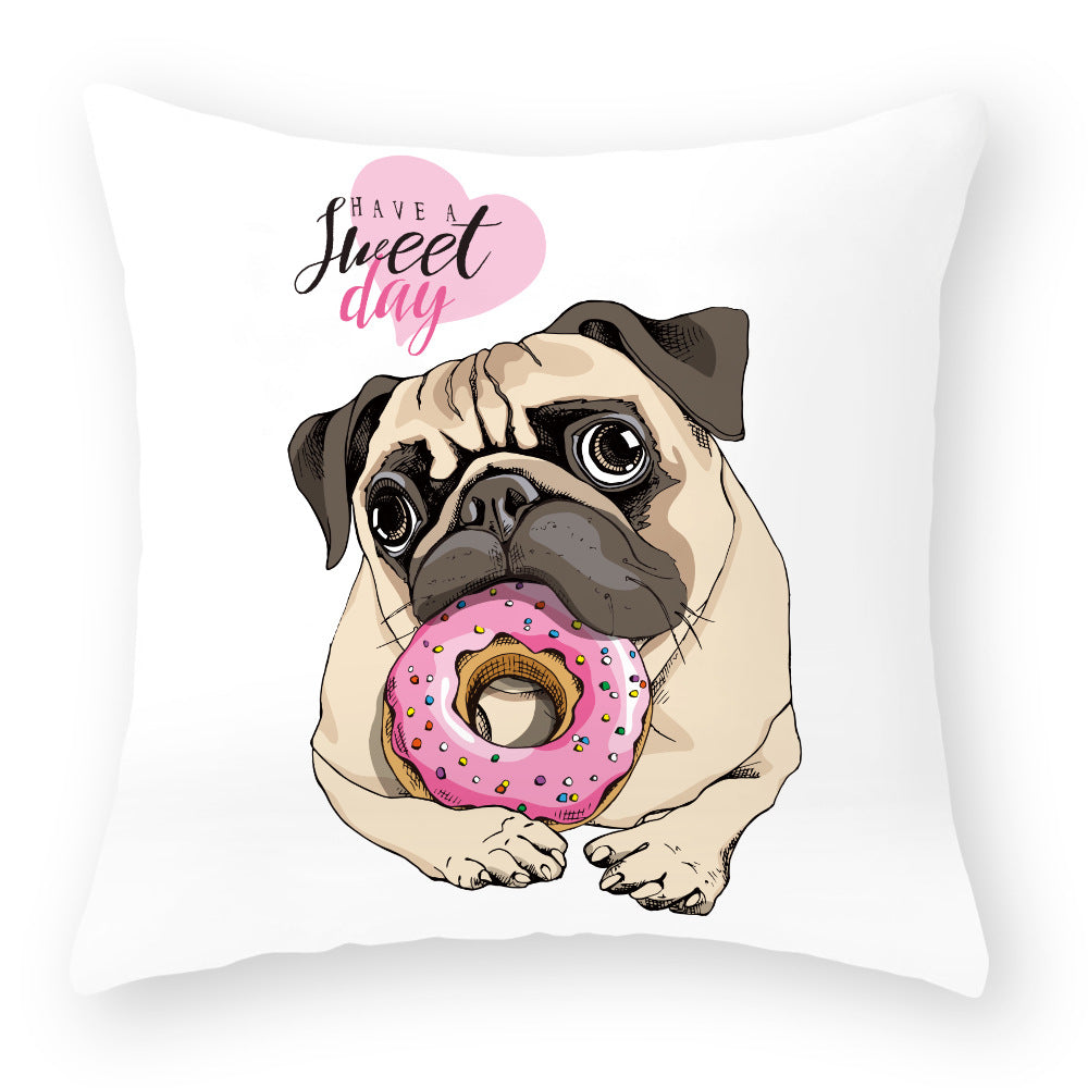 Cartoon Dog Pillow Cover Peach Skin