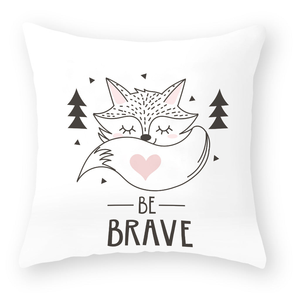 Cartoon Little Fox Jeanette Throw Pillowcase Light