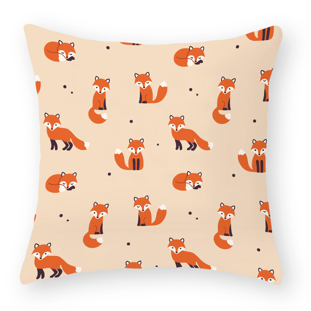 Cartoon Little Fox Jeanette Throw Pillowcase Light