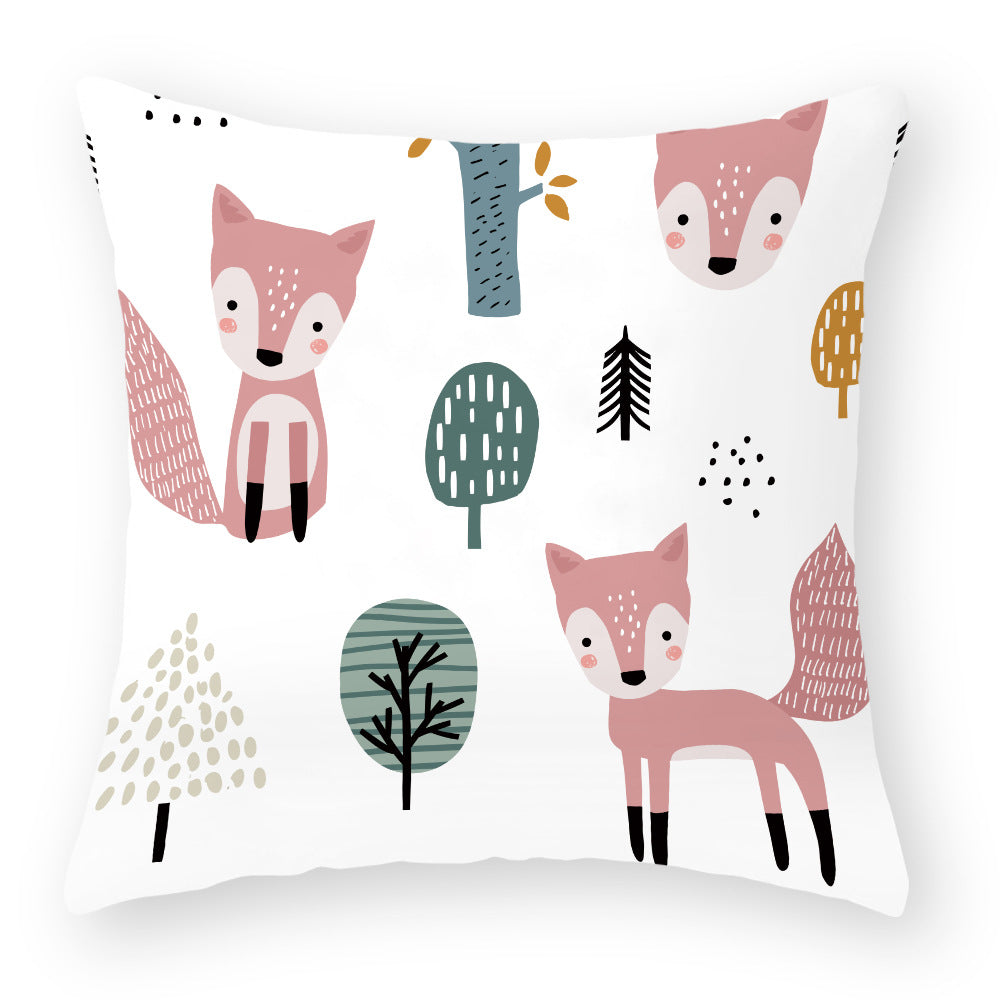 Cartoon Little Fox Jeanette Throw Pillowcase Light