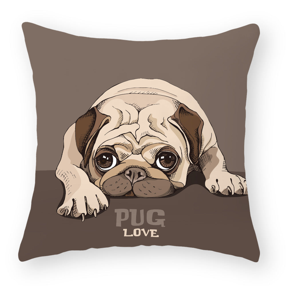 Cartoon Dog Pillow Cover Peach Skin