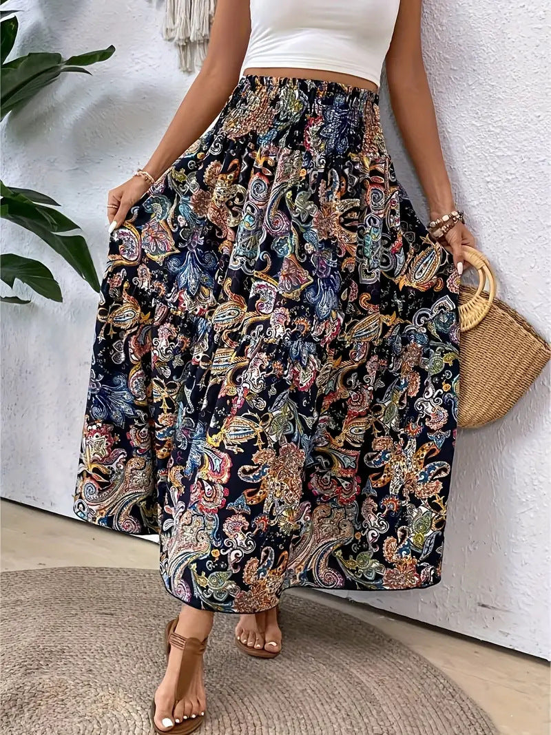 Summer Women's Comfort And Casual Beach Print Skirt