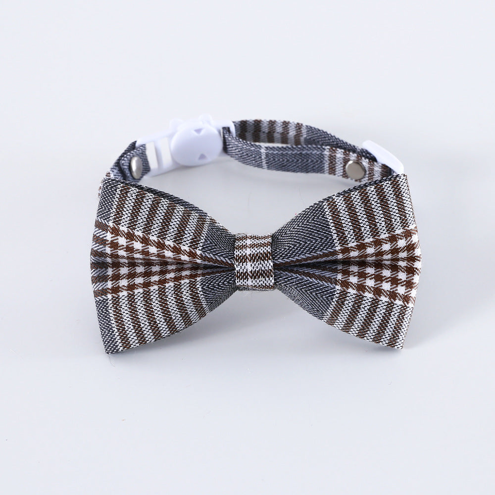 Pet British Style Plaid Bow Tie And Tie Adjustable Collar Accessories