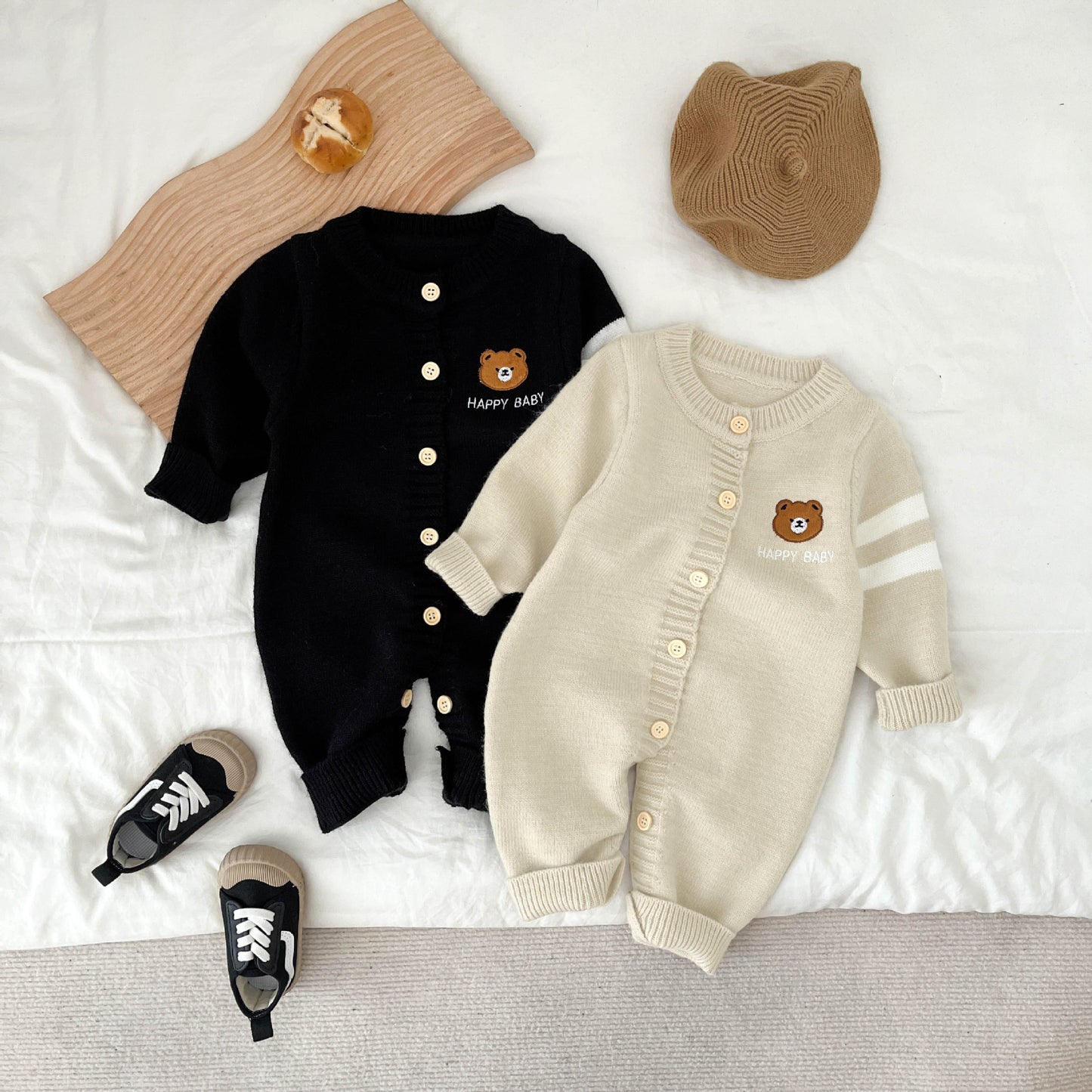 Spring And Autumn Bear Series Knitted Jumpsuit