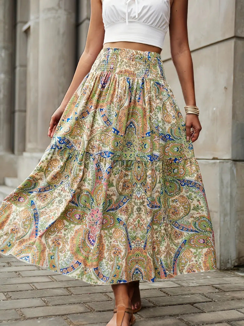 Summer Women's Comfort And Casual Beach Print Skirt