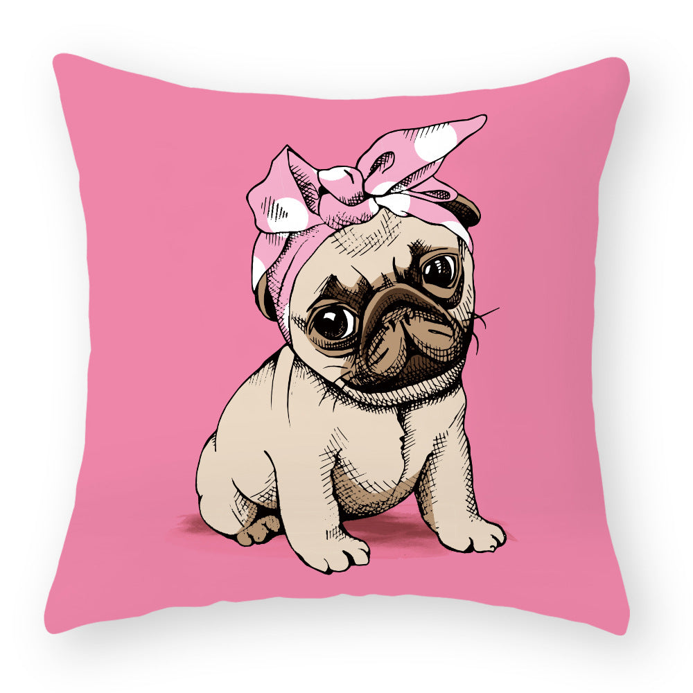 Cartoon Dog Pillow Cover Peach Skin