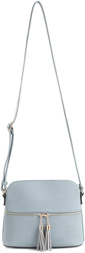 SG SUGU Lunar Lightweight Medium Dome Crossbody Bag Shoulder Bag with Tassel | Zipper Pocket | Adjustable Strap