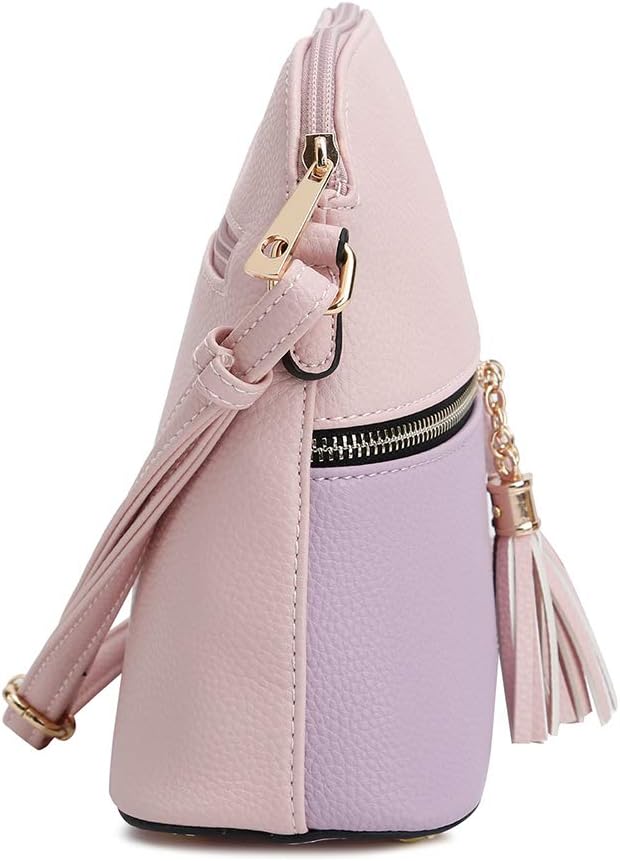 SG SUGU Lunar Lightweight Medium Dome Crossbody Bag Shoulder Bag with Tassel | Zipper Pocket | Adjustable Strap