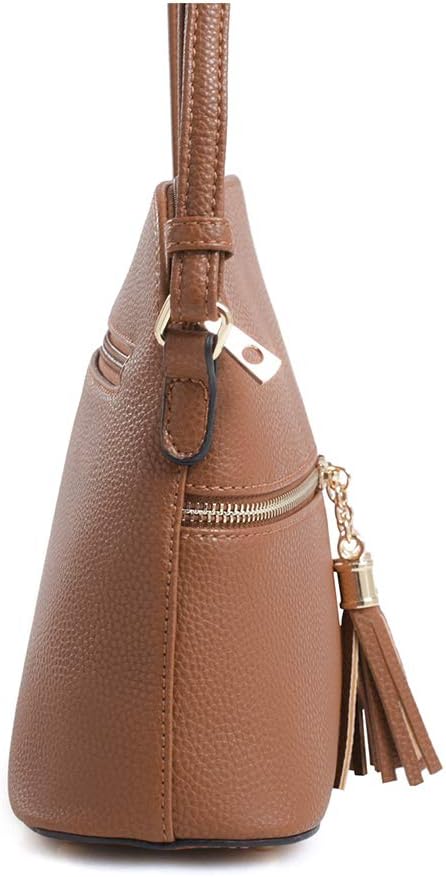 SG SUGU Lunar Lightweight Medium Dome Crossbody Bag Shoulder Bag with Tassel | Zipper Pocket | Adjustable Strap