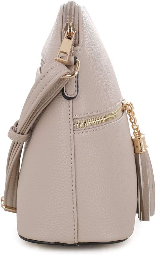 SG SUGU Lunar Lightweight Medium Dome Crossbody Bag Shoulder Bag with Tassel | Zipper Pocket | Adjustable Strap