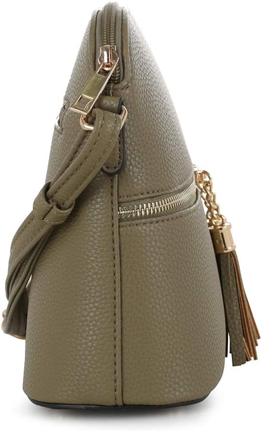 SG SUGU Lunar Lightweight Medium Dome Crossbody Bag Shoulder Bag with Tassel | Zipper Pocket | Adjustable Strap