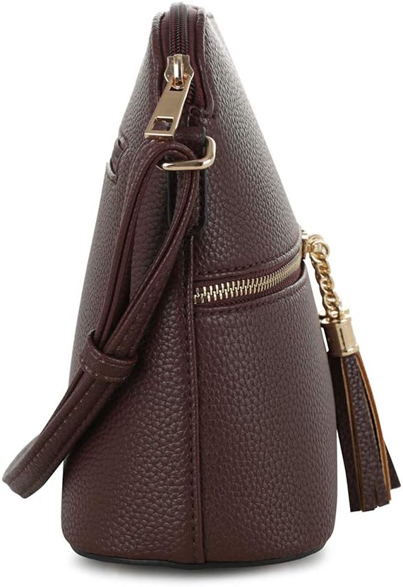 SG SUGU Lunar Lightweight Medium Dome Crossbody Bag Shoulder Bag with Tassel | Zipper Pocket | Adjustable Strap